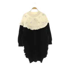 チェスティ Chesty フリル ビジュー ニットワンピース 1 ブラック ホワイト /ES ■OS