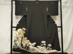 平和屋着物■豪華黒留袖　刺繍　籬乱菊　金彩　正絹　逸品　CABA6904ev
