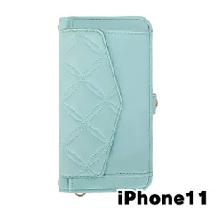 【新品未使用】 iPhone11 アイフォン11 ストラップ付き 手帳型スマホ ケース ショルダー (カバー色ミント) カード収納 鏡付き ミラー 可愛い カバー おしゃれ 韓国 myones-case025-iphone11-mi