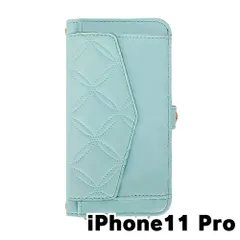 【新品未使用】 iPhone11 Pro アイフォン11プロ ストラップ付き 手帳型スマホ ケース ショルダー (カバー色ミント) カード収納 鏡付き ミラー 可愛い カバー おしゃれ 韓国 myones-case025-iphone11pro-mi