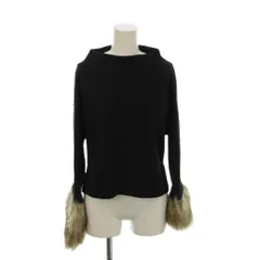 ユナイテッド・カラーズ・オブ・ベネトン UNITED COLORS OF BENETTON セーター ニット XS 黒 ブラック ブラウン ボートネック 長袖 ファーカフス /LP ■GY58