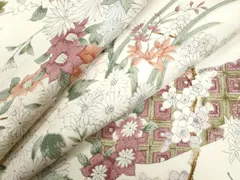 平和屋着物●本場染大島紬　手描き　吉祥草花文　正絹　逸品　CABB4551yc