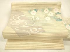 A◆着物くつろぎ 夏物 菱形模様 ベージュ 太鼓 正絹 薄物 絽 紗 名古屋帯 C◇着物くつろぎ 夏物 菱形模様 銀糸 太鼓 正絹 薄物 絽 紗 名古屋帯