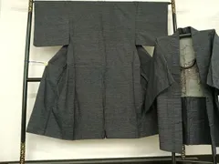 平和屋着物●男性　紬　アンサンブル　霞文　正絹　逸品　AABF0276fy