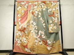 色打掛正絹 鶴 梅文様 朱色 グラデーション - メルカリ