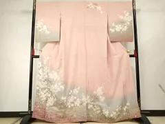 平和屋着物●十日町　名門　滝泰謹製　訪問着　手描き　絞り　枝花文　正絹　逸品　DABD9388ud 平和屋着物○十日町 名門 滝泰謹製 訪問着 手描き 絞り 枝花文