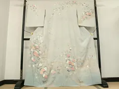 平和屋着物●十日町友禅作家　松雨　訪問着　枝花文　暈し染め　金彩　正絹　逸品　AABF5182cs 平和屋着物○十日町友禅作家 松雨 訪問着 枝花文 暈し染め 金彩 正絹