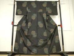 本場大島紬 純泥染 証紙付 カタス7マルキ 草花模様 トールサイズ K 