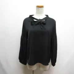 クリア clear ボウタイ リボン ブラウス 長袖 F 黒 ブラック プルオーバー ポリエステル