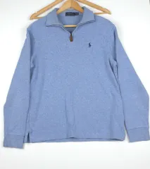 M ポロ ラルフローレン コットン ハーフジップアップ ニット