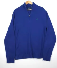 L ポロ ラルフローレン コットン ハーフジップアップ ニット