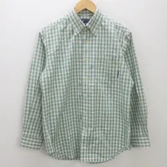 K■タラスブルバ /TARAS BOULBA チェック柄 長袖シアサッカーシャツ【M】緑/MENS■92【中古】のサムネイル