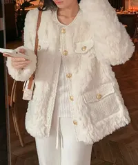 中綿入りファージャケット秋冬ボアアウター