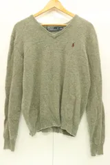 【中古】 Polo by Ralph Lauren メンズニット セーター M Vネック ニット Polo by Ralph Lauren M グレー 灰 刺繍