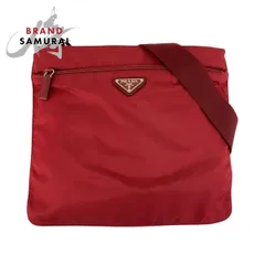 美品 PRADA プラダ テスート 三角ロゴプレート ワインレッド シルバー金具 ショルダーバッグ メッセンジャーバッグ レディース 502253【中古】