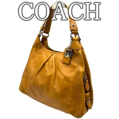 コーチ COACH ショルダーバッグ レザー マスタード 3層ポケット ハンドバッグ 肩掛け 上質本革 シルバー金具 ギャザー デザイン 大容量 収納力あり レディース カジュアル 上品 定番 人気モデル