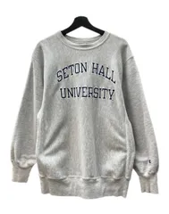 チャンピオン Champion 90s 90年代 刺繍タグ REVERSE WEAVE リバースウィーブ  メキシコ製 2段 SETON HALL カレッジ 刺繍 灰色 スウェット プリント グレー XLサイズ 104MT-2487