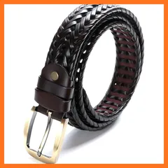 【新品】 [Harewith] ベルト メンズ カジュアル ゴルフ 本革 大きいサイズ 日本メーカー 長さ調整可能 メッシュ 丈夫 頑丈 父の日 (ブラウン) 1