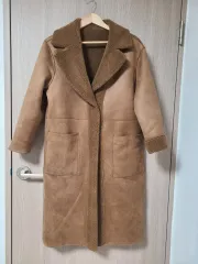 リバーシブル ロング ムートンコート キャメル色