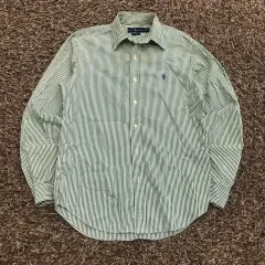 M ポロラルフローレン グリーン ストライプ シャツ