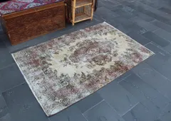 【お正月セール中】 カイセリ製トルコ絨毯 ヴィンテージ品 手織り ラグ キリム 絨毯屋