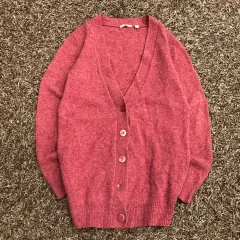 XL ユニクロ ウール ピンク カーディガン