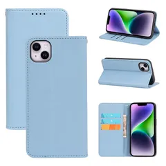 用 用 (iPhone14 ケース手帳型) 5色 スタンド機能付き マグネット ケース ケース ケース 耐衝撃 財布型 カード収納 (ライトブルー) PUレザー カバー 手帳型 手帳型 iPhone14 14 iPhone 適用