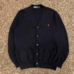 M ポロラルフローレン エルボー パッチ ウール カーディガン