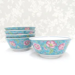 有田焼 食器 龍峰窯 大昭和龍峰製 緑彩唐草 スープ碗 汁椀 小鉢 5客組 中華食器 レトロ