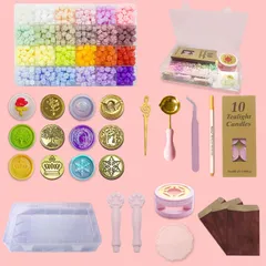 誕生日ギフト カラーペン手帳 手作りDIY 24色ワックスビーズ シーリングスタンプ 日本語取扱説明書付き シーリングスタンプセット