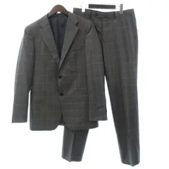 コムサイズム COMME CA ISM 美品 スーツ セットアップ 格子柄 テーラードジャケット パンツ 総裏 2B L グレー ■FF