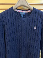 ポロラルフローレン ネイビー ラウンドコットンニット ケーブルニット 16YRS