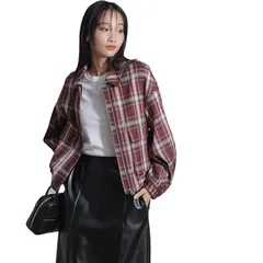 [ナノ・ユニバース] チェック ショート ブルゾン レディース M 103 ボルドー 669-4212301 0