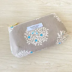 ハンドメイド ポーチ ぷっくりポーチ 北欧 リーフ柄