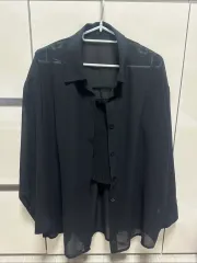 ブラック シースルー シャツ + ノースリーブ セット