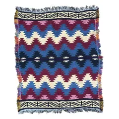 vintageラグ ブランケット マルチカバー タペストリー ネイティブ柄 オルテガ 民族 幾何学模様 Rug Throw Blanket Native Ortega Ethnic 2421
