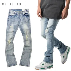 mnml X598 フレアカット スキニー デニム パンツ ブルー 青 SKINNY STACKED DENIM Blue ミニマル