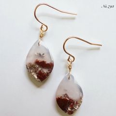 レア！1点限定】14kgfパープルアゲート・レッドアゲート共生ピアス