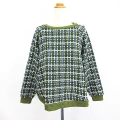 アズノウアズ as know as plus ニット セーター 長袖 丸首 チェック F グリーン系 ※EKM