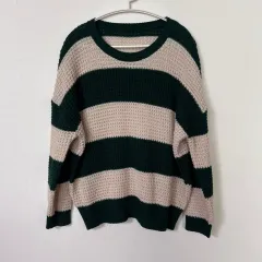 ボーダー柄 ボーダー柄 セーター グリーン/ベージュ