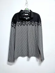 WAAC ブラック/白 パータン 長袖 ポロTシャツ