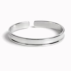 凹カーブ ブレスレット バングル シルバー999メッキ 鏡面 幅8mm メンズ レディース ユニセックス 細め 太め シンプル プレーン フリーサイズ サイズ調整 メキシカンジュエリー ポーチ付