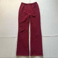 〜90s　vintage　ヴィンテージ古着　バギーシルエット　フレアパンツ　スラックス　細ストライプ　総柄　レッド　赤　一点物　Y2K　グランジ　パンキッシュ　レトロ古着　stripe pattern buggy silhouette flare pants