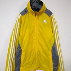 アディダス　美品　Y2K　2000年代　ナイロンジャケット　メンズS　黄色　グレー