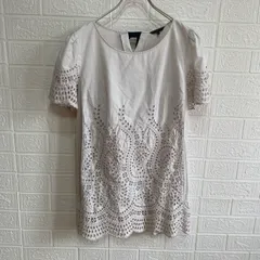 TO BE CHIC トゥービーシック W5P14-782-06 エンブロイダリー レース チュニック 半袖 トップス ホワイト【中古】 レディース