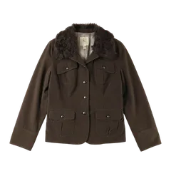 クミキョク 組曲 ジャケット スエード風 ファー 綿 ボタン ポケット ブラウン系 6サイズ 984620