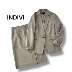 美品✨ INDIVI インディヴィ スーツ 日本製 洗える ウールライク セットアップ テーラードジャケット ラップ風ストレートスカート ベージュ S 36