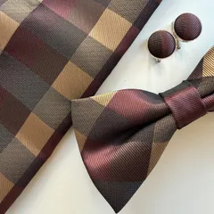 ⑤-11  蝶ネクタイ　ポケットチーフ　カフス3点セット