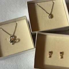【保証書付き】4℃ シルバーネックレス＆ピンクゴールドピアス 3点セット ■