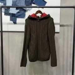 (95) H&M エイチ・アンド・エム カジュアル ケーブル ニット フード ジップアップ ジャケット